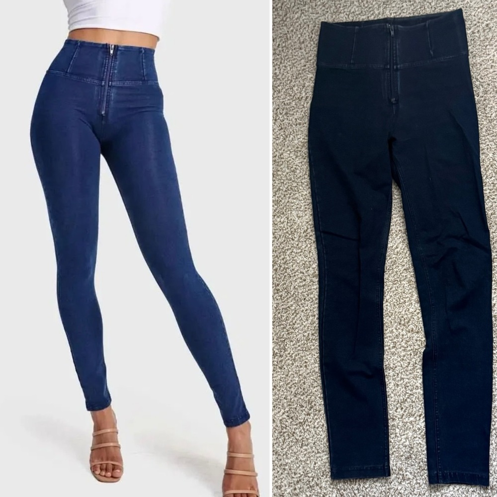 Freddy WRUP Denim - High Waisted - Full Length - Dark Blue + Blue Stitching